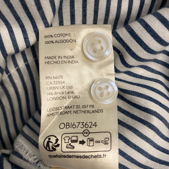 Anthropologie Maeve Buttondown Long Sleeve Classic Shirt Striped High Low Size L - Picture 9 of 10